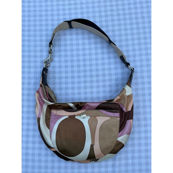 Coach Y2K Vintage Pink & Brown Sufflette Satin Hobo Shoulder Bag - Picture 1 of 10